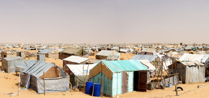 Quartier informel en formation à Toujounine, zone périurbaine sud de Nouakchott en Mauritanie.